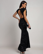 Elegancka Maxi Sukienka cekinowa Cavessa czarny