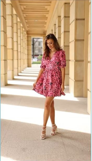 Missy- szyfonowa sukienka- róże