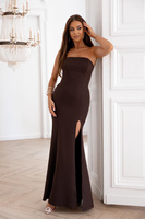 Elegancka Sukienka Maxi wieczorowa  MOLI czekoladowa