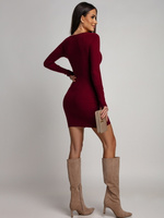 DZIANINOWA SUKIENKA MINI Isha bordowa