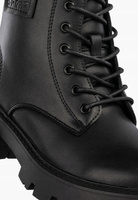 Botki damskie ze skóry naturalnej wysokie sznurowane na klocku czarne