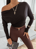 WISKOZOWA BLUZKA Z ODKRYTYM RAMIENIEM LAURA CZARNA