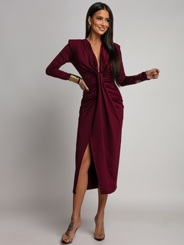 DOPASOWANA SUKIENKA Midi Julia bordowa