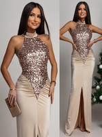 ELEGANCKA SUKIENKA MAXI Z CEKINAMI Iman Złota