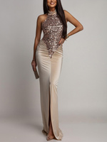 ELEGANCKA SUKIENKA MAXI Z CEKINAMI Iman Złota