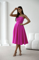 Elegancka gorsetowa midi Sukienka Anabel fuksja