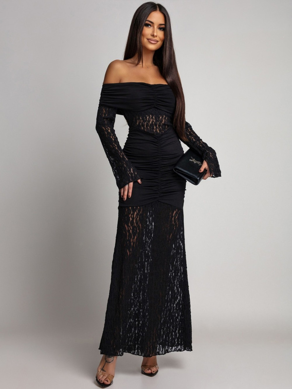 SUKIENKA MAXI HISZPANKA Z KORONKĄ Hannah CZARNA