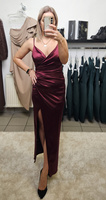 Sukienka Maxi Laura satin- Burgundowa