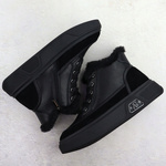 Botki damskie sneakersy ocieplane ze skóry naturalnej czarne