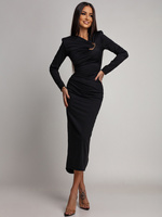 ELEGANCKA SUKIENKA MAXI  ZE ZDOBIENIEM Daisy  czarna