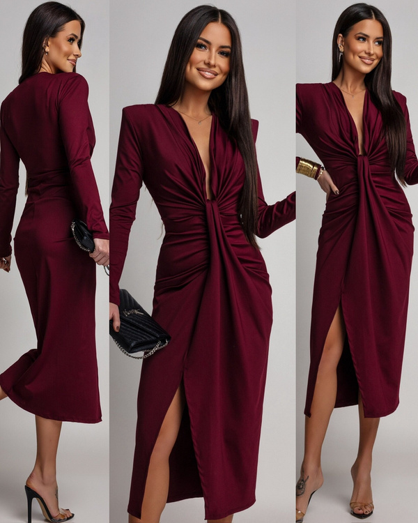 DOPASOWANA SUKIENKA Midi Julia bordowa