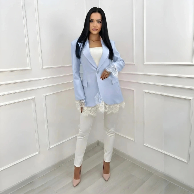 Marynarka z koronką błękitna elegancka