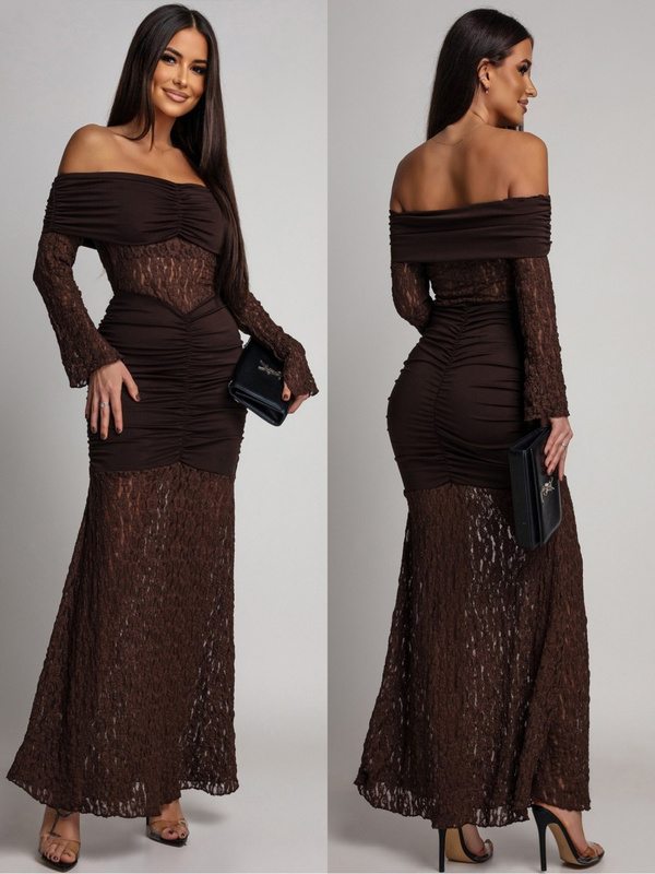 SUKIENKA MAXI HISZPANKA Z KORONKĄ Hannah czekoladowa