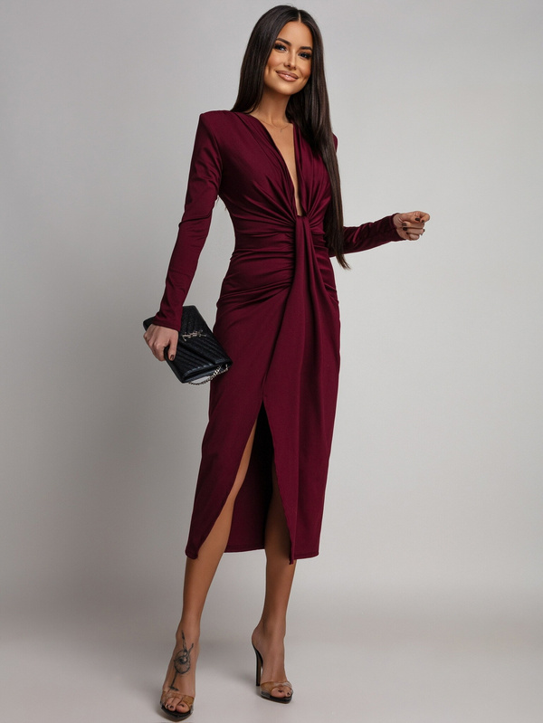 DOPASOWANA SUKIENKA Midi Julia bordowa