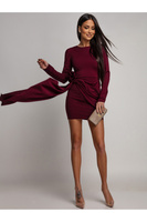 Elegancka Mini Sukienka z szarfą Marissa bordowy