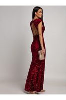 Elegancka Maxi Sukienka cekinowa Cavessa bordowy