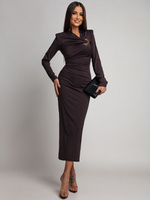 ELEGANCKA SUKIENKA MAXI  ZE ZDOBIENIEM Daisy  czekoladowa