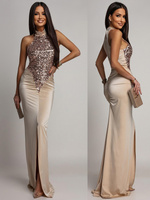 ELEGANCKA SUKIENKA MAXI Z CEKINAMI Iman Złota