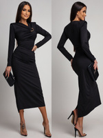 ELEGANCKA SUKIENKA MAXI  ZE ZDOBIENIEM Daisy  czarna