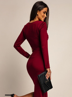 ELEGANCKA SUKIENKA MAXI Z WYCIĘCIEM ADA bordowa