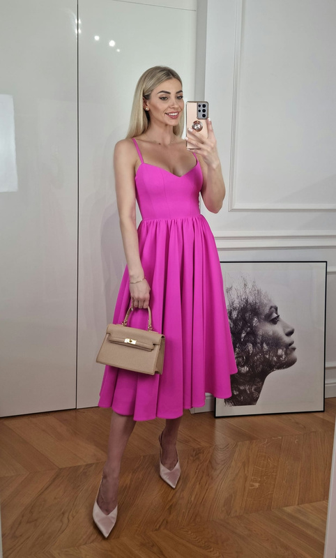 Elegancka  midi Sukienka na ramiączkach Chantel  fuskja