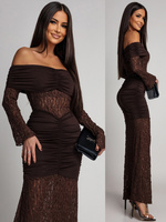 SUKIENKA MAXI HISZPANKA Z KORONKĄ Hannah czekoladowa