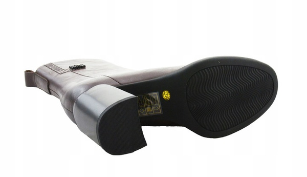 Botki damskie skórzane na obcasie ocieplane brązowe