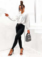 Elegancka Bluzka damska  z kokardą Snowflake biała