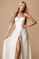 Elegancka  MAXI Sukienka satynowa EMMA -biały