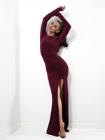 Bordowa sukienka Maya maxi wieczorowa