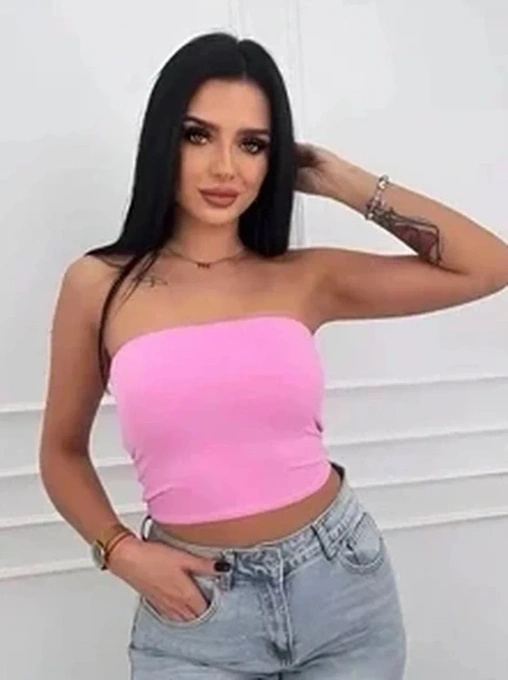 Top opaska damski różowy elastyczny