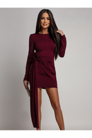 Elegancka Mini Sukienka z szarfą Marissa bordowy