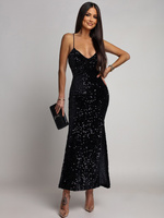 Elegancka Maxi Sukienka cekinowa Mika czarna