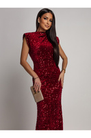 Elegancka Maxi Sukienka cekinowa Cavessa bordowy