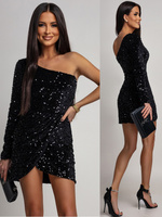 CEKINOWA SUKIENKA MINI NA JEDNO RAMIĘ ARMIRIA czarna