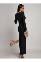 ELEGANCKA SUKIENKA MAXI Z BIŻUTERYJNYM ZDOBIENIEM ELVI CZARNA