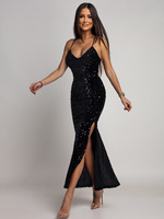 Elegancka Maxi Sukienka cekinowa Mika czarna