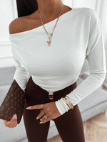 WISKOZOWA BLUZKA Z ODKRYTYM RAMIENIEM LAURA BIAŁA