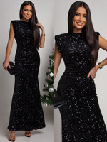 Elegancka Maxi Sukienka cekinowa Cavessa czarny