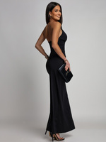 ELEGANCKA SUKIENKA MAXI  ZE ZDOBIENIEM Yoko czarna