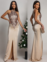 ELEGANCKA SUKIENKA MAXI Z CEKINAMI Iman Złota