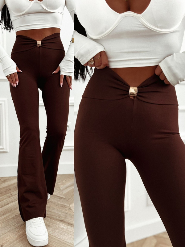 LEGGINSY Z BIŻUTERYJNYM ZDOBIENIEM Kaori czekoladowe