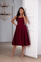Elegancka gorsetowa midi Sukienka Anabel burgund