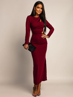 ELEGANCKA SUKIENKA MAXI Z WYCIĘCIEM ADA bordowa