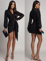 Dopasowana mini Sukienka z długim rękawem Grace czarny