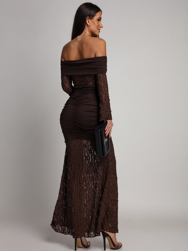 SUKIENKA MAXI HISZPANKA Z KORONKĄ Hannah czekoladowa