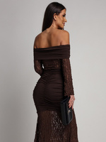 SUKIENKA MAXI HISZPANKA Z KORONKĄ Hannah czekoladowa