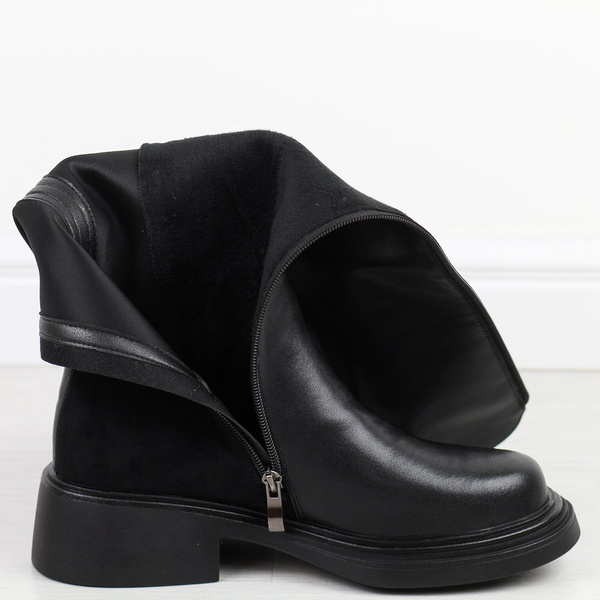 Eleganckie Kozaki ze Skóry Naturalnej czarne