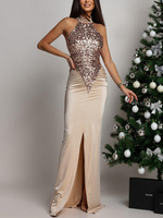 ELEGANCKA SUKIENKA MAXI Z CEKINAMI Iman Złota