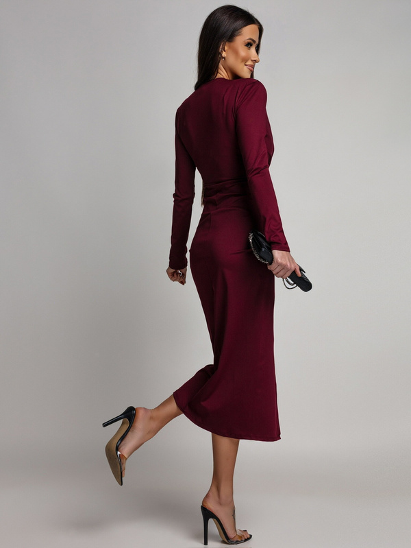 DOPASOWANA SUKIENKA Midi Julia bordowa